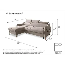 miuform Ecksofa mit Schlaffunktion Sweet Harmony ¦ gelb ¦ Maße (cm): B: 228 H: 95