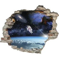 Wandtattoo QUEENCE "Astronaut", bunt, T:0,1cm, Wandtattoos, Wandsticker, Wandbild, selbstklebend, 3D, Wanddurchbruch