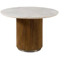 MASSIVMOEBEL24.DE Esstisch rund Mango 120x120x76 braun lackiert / Marmor