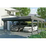 SKANHOLZ Skan Holz Carport Grunewald 622 cm x 796 cm mit EPDM-Dach Schiefergrau