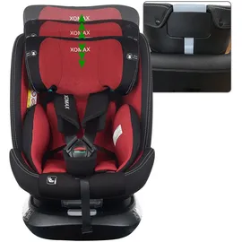 XOMAX G409 IOT Kindersitz drehbar 360°, ISOFIX I mitwachsend I 0-36 kg, 0-12 Jahre, Gruppe 0+/1/2/3, 5-Punkt-Gurt, 3-Punkt-Gurt I Bezug waschbar I ECE R129 I Black-Red