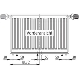 Kermi Profil Vmulti therm-x2 Flachheizkörper Typ 33 600x155x1600mm 3578W bei 75/65/20 Grad C