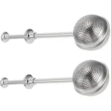 BAZEITFLOW Edelstahl Teefilter 2 Stück Ausziehbarer Puderzuckerstreuer und Mehlstäuber Robust und Fein für Losen Tee und Küchenzubehör in Silber