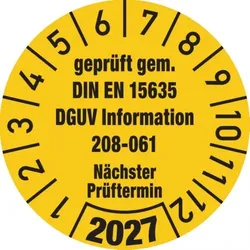 König Werbeanlagen Dreifke® Jahresprüfplakette, DGUV Information 208-061, Ø 30 mm - 30 mm Folie selbstklebend