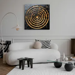 Leinwandbild QUEENCE "Goldfarbendes Gemälde", gold (farbe bild(er): gold), B:40cm H:40cm T:1,5cm, Canvas, Holz, Bilder, Premium-Leinwandstoff, Handarbeit aus Deutschland