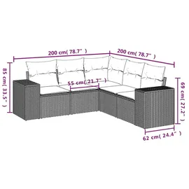 vidaXL Gartensofa-Set 5-tlg. schwarz