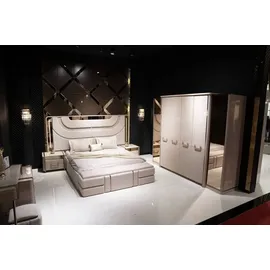 xlmoebel Elegantes Schlafzimmer-Set aus Holz in Beige mit modernem Design,