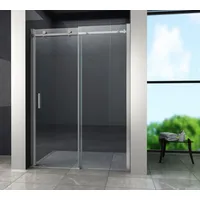 Nischentür MORA Schiebetür 115 x 195 cm, 8 mm ESG, rahmenlos, Breite 113-118 cm - Transparent