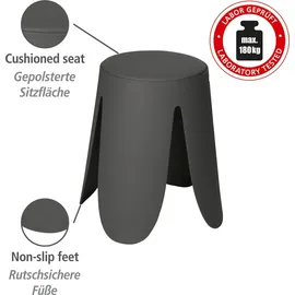 Wenko Badhocker Comiso Duschhocker anthrazit, belastbar bis 180 kg, rutschfeste Füße, 44,5x46,0x44,5 cm