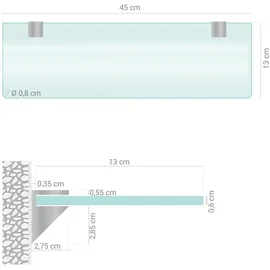 Tulup Glasregal Milchglas - 45x13 cm