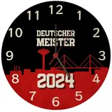 speecheese Leverkusen Wanduhr mit Spruch Deutscher Meister 2024 für Leverkusen-Fan Meisterschale-Design Fußball-Liga Triumph NRW Rhein Meisterschaft 2024