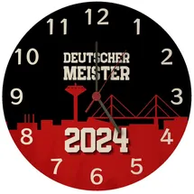 speecheese Leverkusen Wanduhr mit Spruch Deutscher Meister 2024 für Leverkusen-Fan Meisterschale-Design Fußball-Liga Triumph NRW Rhein Meisterschaft 2024