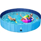 Wimypet Hundepool Schwimmbad für Hunde, Hundeplanschbecken Hundebad, 80CM Klappbares Haustier-Duschbecken mit Umweltfreundlichem PVC rutschfest(80 x 20 cm)