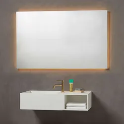 LED-Lichtspiegel LOEVSCHALL "Nibe Spiegel, LED-Hintergrundbeleuchtung, Quadratischer Spiegel", weiß, B:140cm H:75cm T:2,5cm, Spiegel, Natürliches warmweißes Licht, Dänisches Design