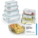 GOURMETmaxx Glas-Frischhaltedosen Klick-it 8er Set | Als Brotdose oder für Meal Prep | Spülmaschinen- Mikrowellen- und Gefrierschrankgeeignet | Aufbewahrungsbox mit Deckel