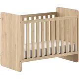 Vipack SAM Babybett 60x120 cm Liegefläche, 3-fach verstellbarer Lattenrost, zum Juniorbett umbaubar, Ausf. Eiche Melamin Dekor