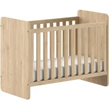 Vipack SAM Babybett 60x120 cm Liegefläche, 3-fach verstellbarer Lattenrost, zum Juniorbett umbaubar, Ausf. Eiche Melamin Dekor