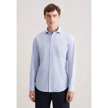 Seidensticker Businesshemd SEIDENSTICKER, Herren, Gr. L (42), normale Ärmellängen, blau, 100% Baumwolle, gestreift, slim fit, 2-Knopf-Manschette, Hemden, Slim 1/1 Kentkragen Gestreift