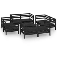 vidaXL 9-tlg Garten-Lounge-Set Schwarz Massivholz Kiefer