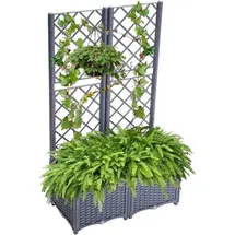 luxuskollektion Rankkasten Hochbeet Pflanzgefäß mit Rankgitter 2 große Pflanzgefäße 0 x 0 x 0 cm Grau