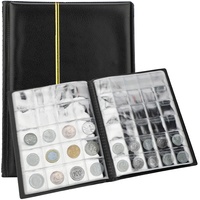 SAVITA 250 Taschen Pocket Münzen Sammelalbum Münzsammlung Münzalbum, 10 Seiten Leder Münzen Sammelbuch Penny Sammelbuch Für Münzsammler (Schwarz)