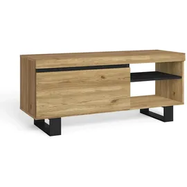 SKRAUT HOME Naturale Lowboard 120 x 40 x 53 cm Eiche/Schwarz Melamin