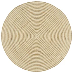 vidaXL Teppich Handgefertigt Jute mit Spiralen-Design Weiß 120 cm