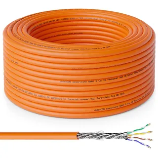 deleyCON 10m CAT.7 Verlegekabel Kupfer Starr S/FTP PIMF Netzwerkkabel Installationskabel LAN Kabel Ethernet Datenkabel Gigabit CAT7 10 Gbit 1000 MHz LSZH Halogenfrei BauPVO - GHMT Zertifiziert