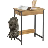 SoBuy Schreibtisch mit Einer Schublade und 2 Haken Arbeitszimmer Natur FWT43-N