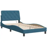 vidaXL Bettgestell mit LED-Leuchten Blau 100x200 cm Samt