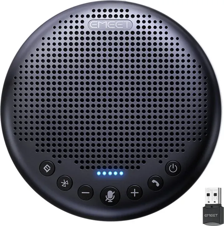 EMEET Bluetooth-Konferenzlautsprecher mit 8 Mikrofonen, 360°-Stimmerfassung, KI-Rauschunterdrückung, Dual-Verbindung, 5W Lautsprecher – Lunaplus