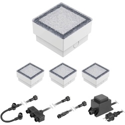 ledscom.de LED Pflaster-Stein Gorgon Boden-Einbauleuchte für außen, 10x10cm, 12V, blau 4er Set