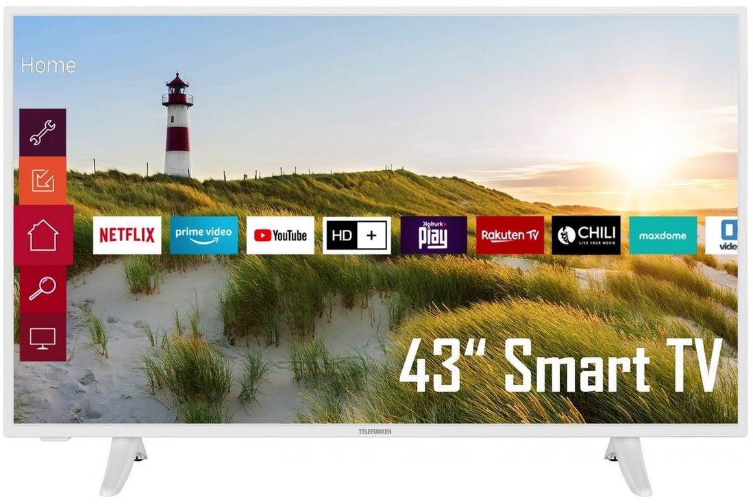 Telefunken XF43K550-W LCD-LED Fernseher (108 cm/43 Zoll, Full HD, Smart TV, Triple-Tuner, HDR, 6 Monate HD+ gratis) weiß