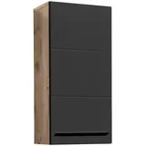 MID.YOU Hängeschrank Schwarz, Eiche, 1 Fächer, einzeln stellbar, 34x70x23 cm, hängend, Badezimmer, Badezimmerschränke, Hängeschränke