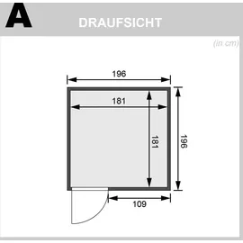 Karibu Sauna Rodin mit Fronteinstieg 68 mm-Ohne Ofen-ohne Dachkranz-Ganzglastür in Graphit-Optik
