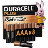 Duracell Plus AAA LR03 Batterien100% LANGLEBIGER* Power Boost CP8