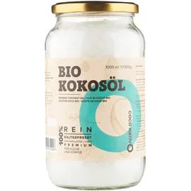 CocoNativo Bio Kokosöl CocoNativo - 1000mL (1L) - Bio Kokosfett, Kokosnussöl, Premium, Nativ, Kaltgepresst, Rohkostqualität, Rein (1000ml) - zum Kochen, Braten und Backen, für Haare und Haut