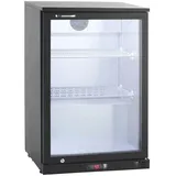 GastroHero Barkühlschrank ECO 130 schwarz 138 Liter Getränkekühlschrank unterbaufähig LED Umluftkühlung Glastür