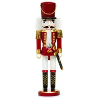 SIKORA NK-I Deko Nussknacker Figur aus Holz Verschiedene Motive 3 Größen, Größe:Höhe ca. 38 cm, Farbe/Modell:Soldat rot Weiss