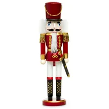 SIKORA NK-I Deko Nussknacker Figur aus Holz Verschiedene Motive 3 Größen, Größe:Höhe ca. 38 cm, Farbe/Modell:Soldat rot Weiss