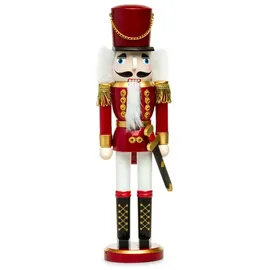 SIKORA NK-I Deko Nussknacker Figur aus Holz Verschiedene Motive 3 Größen, Größe:Höhe ca. 38 cm, Farbe/Modell:Soldat rot Weiss