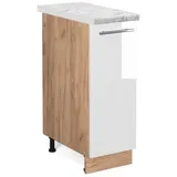 Vicco Apothekerschrank Fame-Line, Weiß Hochglanz, 30 cm, AP Marmor, zur Kombination mit weiteren Modulen der Fame-Line Serie