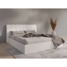 Home Affaire Bett HOME AFFAIRE "Bett Malissa mit gepolstertem Kopfteil ohne Stauraum", weiß, B:186,6cm H:100cm L:206,4cm, Betten, Bett, Bettgestell, Schlaffläche 180x200 cm, BxTxH 186,6 x 206,4 x 100 cm