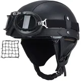 Halbschalenhelm mit ECE, Jethelm Retro, Chopper Helm, Retro Motorrad Helm, Scooter-Helm, Offenem Helm, mit Brille halbhelm Motorrad männer motorradhelm