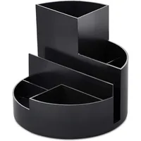 Maul Schreibtisch Organizer MAULrundbox Eco Ø14x12,5cm | Organizer aus 85% recyceltem Kunststoff mit 6 Fächern | Moderner Stiftehalter | Stifte Organizer für Büro und Schreibtisch | Schwarz