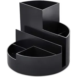 Maul Schreibtisch Organizer MAULrundbox Eco Ø14x12,5cm | Organizer aus 85% recyceltem Kunststoff mit 6 Fächern | Moderner Stiftehalter | Stifte Organizer für Büro und Schreibtisch | Schwarz
