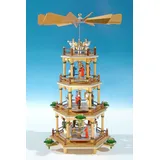 Weihnachtspyramide Tischpyramide Christi Geburt 4 Etagen natur BxHxT 27x45x27cm NEU