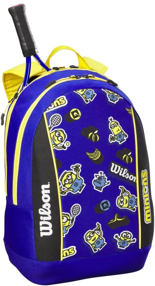 Wilson Tennis-Rucksack Minions 3.0 Tour Junior/Kinder (Hauptfach, Schlägerfach) blau/gelb