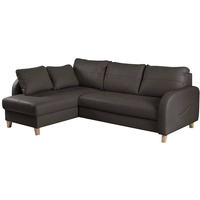 Ecksofa Compact Leder Braun Dunkelbraun