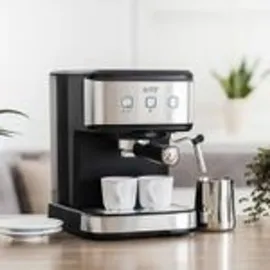 First Austria TZS First Austria Espresso Siebträgermaschine schwarz + 2-in-1 Messlöffel und Tamper